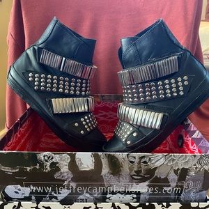 Jeffrey Campbell black leather boots. Size 7M